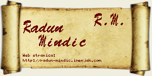 Radun Mindić vizit kartica